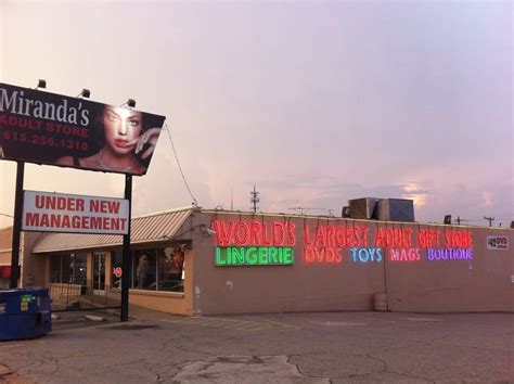 Mirandas adult store - Miranda's Adult Superstore. $$ Opens at 10:00 AM. 9 reviews. (615) 326-1000. Website. More. Directions. Advertisement. 818 Rep John Lewis Way S. Nashville, TN 37203. …